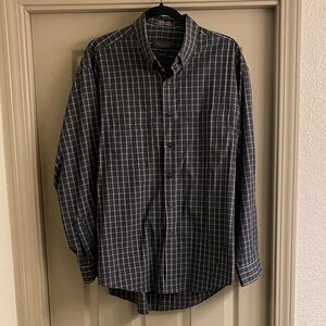 Van Heusen Men's Black and White Plaid Button Down Shirt